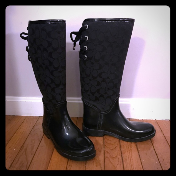 coach lace up rain boots